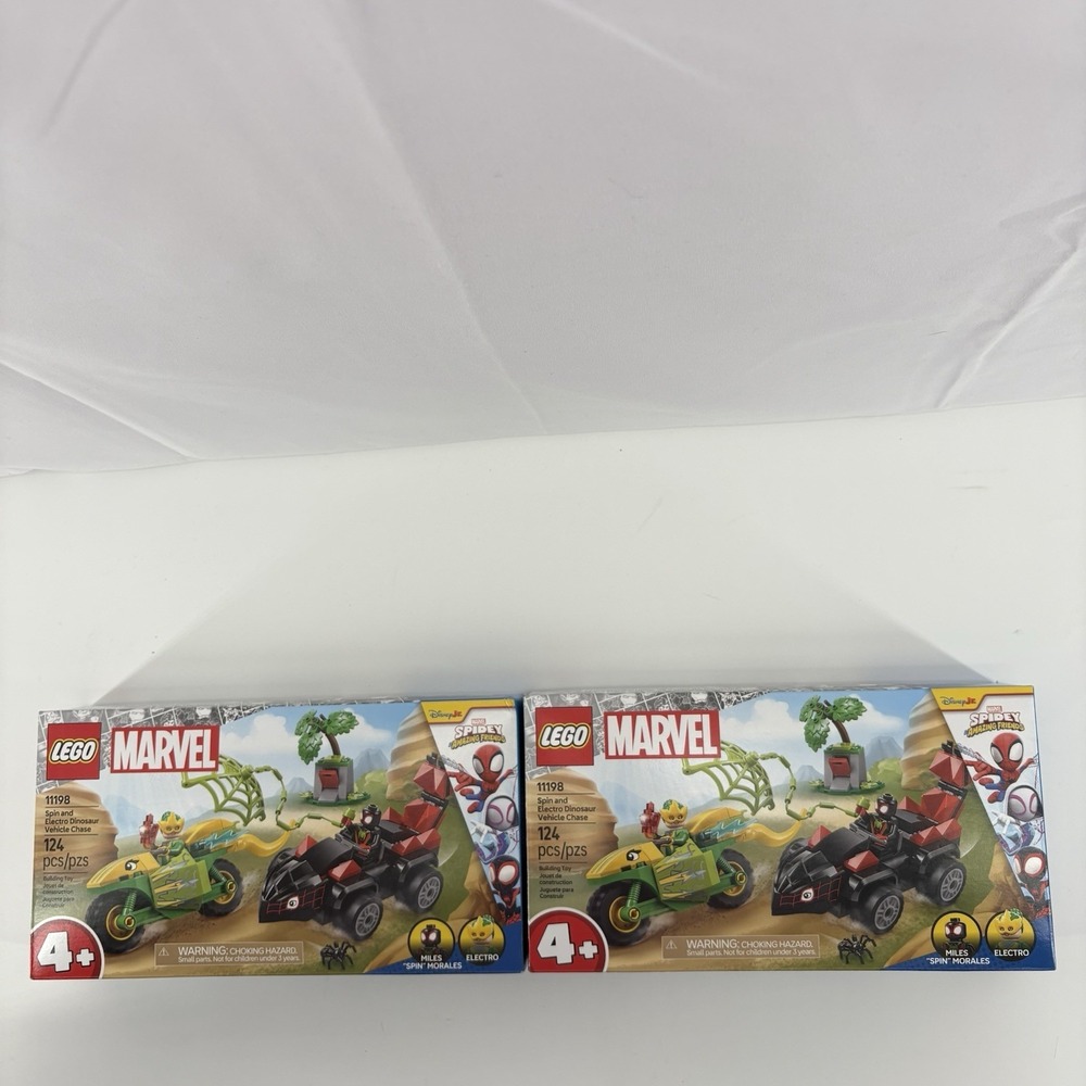 Lot Of 2 LEGO Spider-Man: Spin and Electro Dinosaur Vehicle Chase Set #11198‎